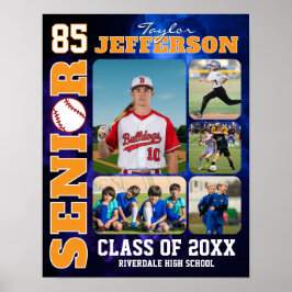 Póster Baseball Player Senior Night Sports Photo Collage