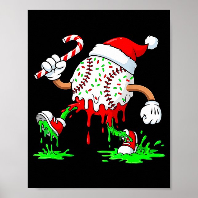 Póster Baseball Santa Hat Christmas Ice Cream Drip Candy  (Frente)