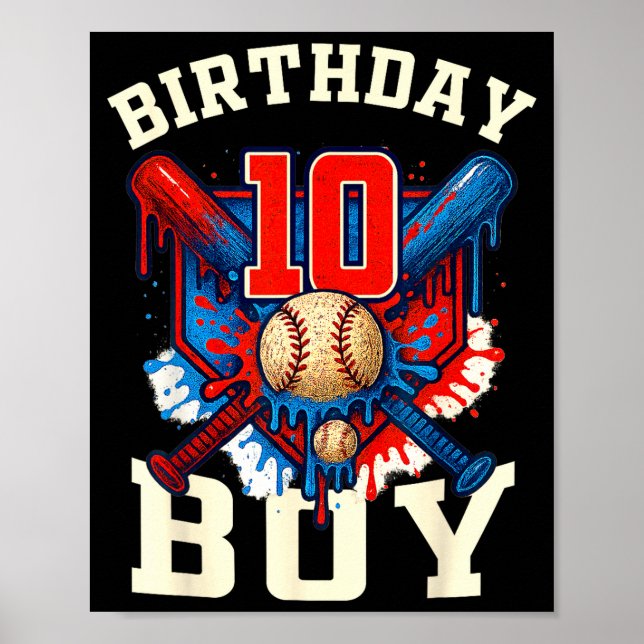 Póster Baseball Splash Drip 10th Birthday Srts Lover Boy  (Frente)