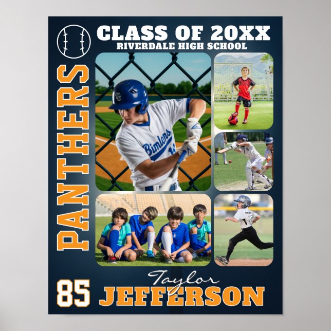 Póster Baseball Team High School Sports Picture Collage (Frente)
