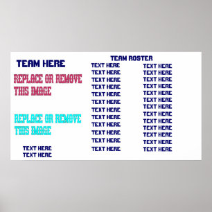 Póster Baseball Template Team Roster Customize