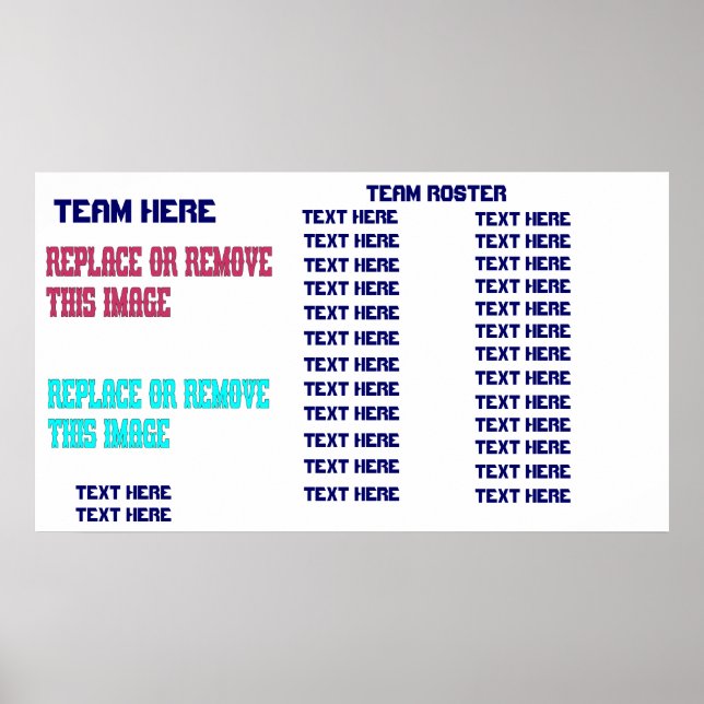 Póster Baseball Template Team Roster Customize (Frente)