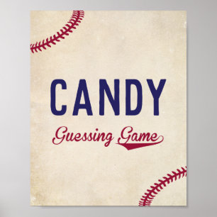 Póster Baseball Themed Baby Shower Guess How Many Sign