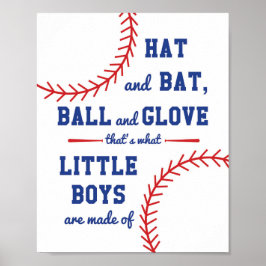 Póster Baseball Themed What Little Boys Are Made Of 