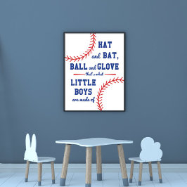 Póster Baseball Themed What Little Boys Are Made Of 