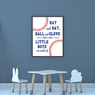 Póster Baseball Themed What Little Boys Are Made Of