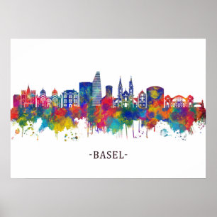 Póster Basel Switzerland Skyline