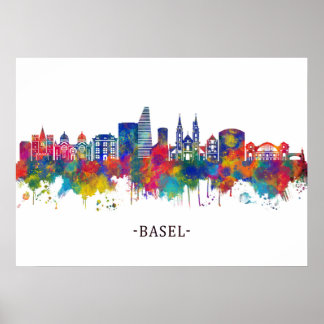 Póster Basel Switzerland Skyline