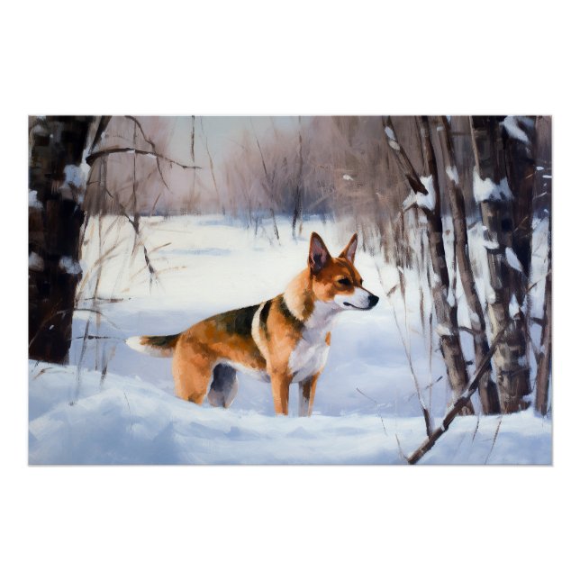 Póster Basenji deja que nieve Navidades (Anverso)