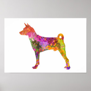 Póster Basenji en acuarela 2