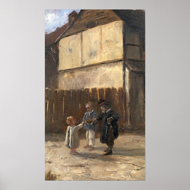 Póster Bashkirtseff - Niños En Un Patio (Frente)