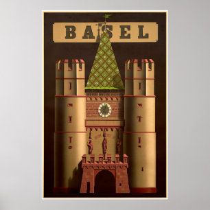 Póster Basilea, Suisse, Spalentor,Cartel de viaje