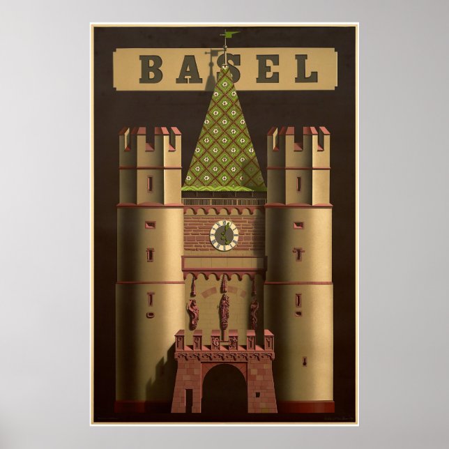 Póster Basilea, Suisse, Spalentor,Cartel de viaje (Frente)