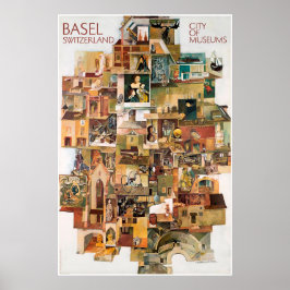 Póster Basilea. Suiza, Ciudad de los Museos, Cartel de vi