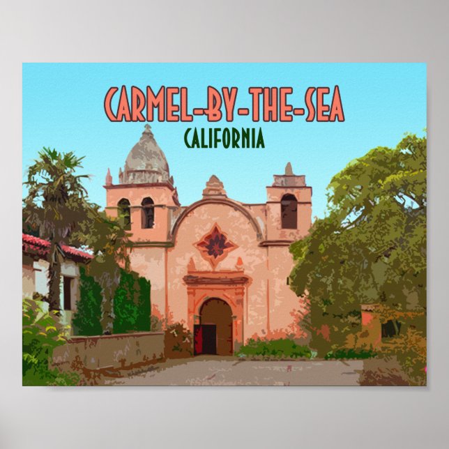 Póster Basílica de la Misión Carmel-By-The-Sea California (Frente)