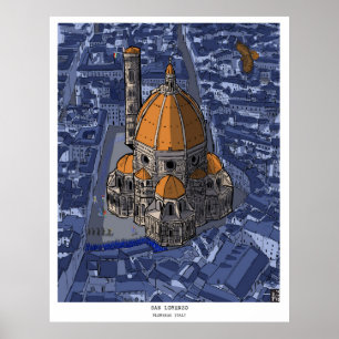 Póster Basílica de San Lorenzo Florencia Italia