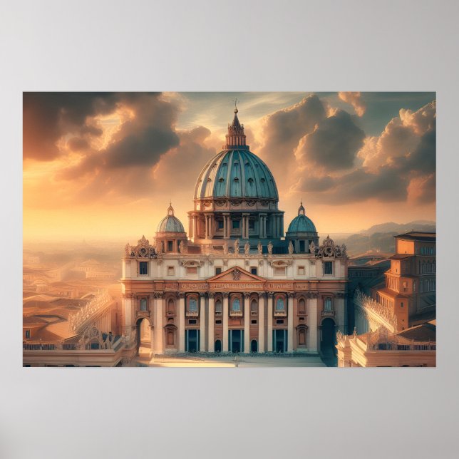 Póster Basílica de San Pedro Italia Europa Viajes (Frente)