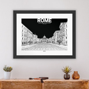 Póster Basílica de San Pedro Roma Blanco y Negro