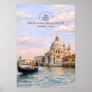 Póster Basílica de Venecia Salute Acuarela Cúpulas Icónic