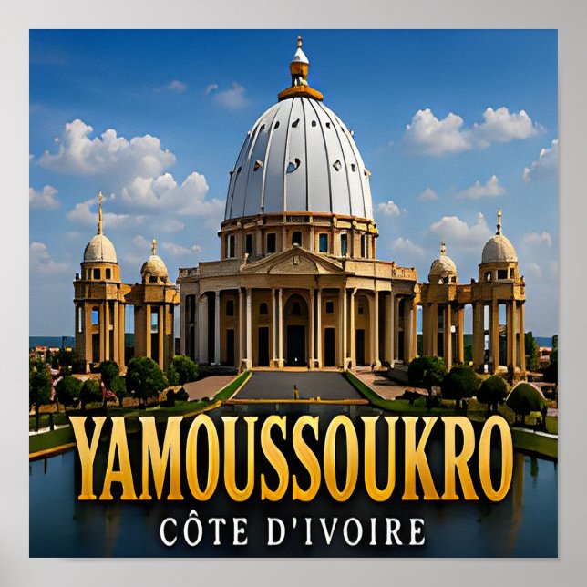 Póster Basílica de Yamoussoukro y Grandeza de Costa de Ma (Frente)