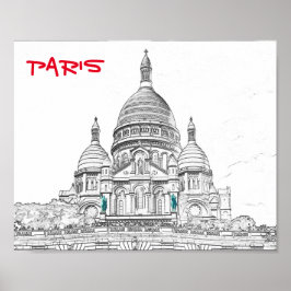 Póster Basílica del Sacre Coeur en la colina de Montmartr