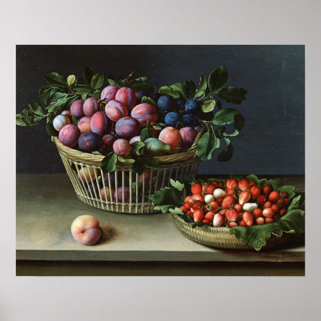 Póster Basket of Plums and Basket of Strawberries, 1632 (Frente)