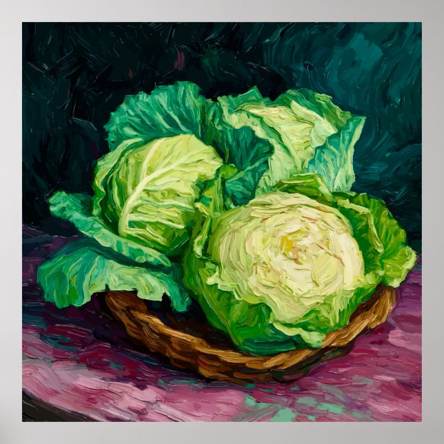 Póster Basket with Cabbages After Van Gogh (Frente)