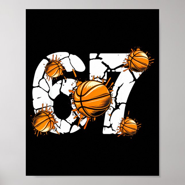 Póster Basketball 67 Six Seven 6 7 Kids Funny Gen Alpha M (Frente)