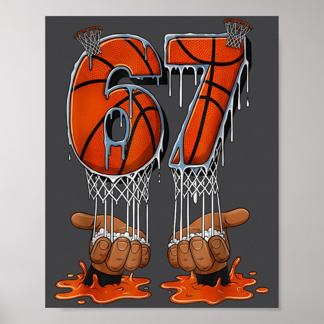 Póster Basketball 67 Six Seven Funny Gen Alpha Meme Drip  (Frente)