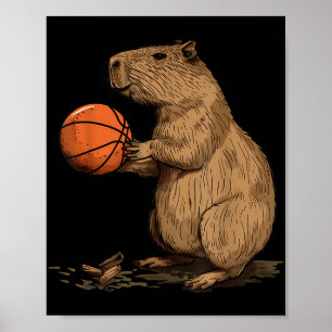 Póster Basketball Animal Art Basketball Lover Capybara Dr