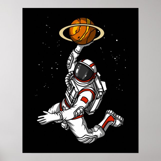 Póster Basketball Astronaut Space Planet Cosmic (Frente)