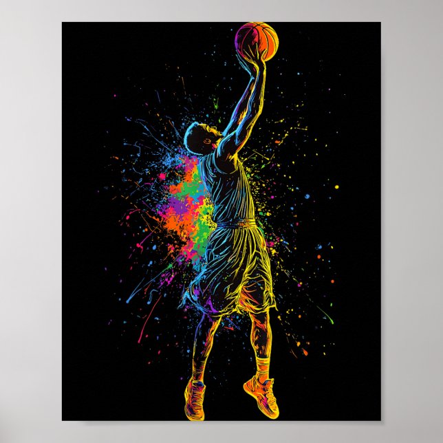 Póster Basketball For Men Kids Youth Player Slam Dunk Tee (Frente)