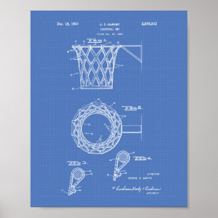 Póster Basketball Goal 1951 Patent Art Blueprint