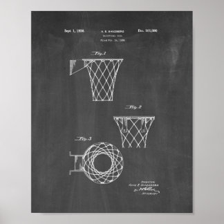 Póster Basketball Goal Patent - Chalkboard
