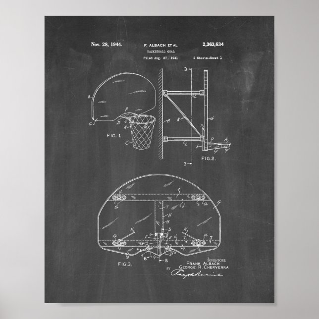 Póster Basketball Goal Patent - Chalkboard (Frente)