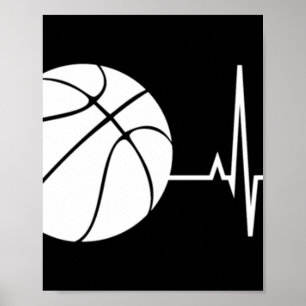 Póster Basketball Heartbeat Ekg entrenador de baloncesto