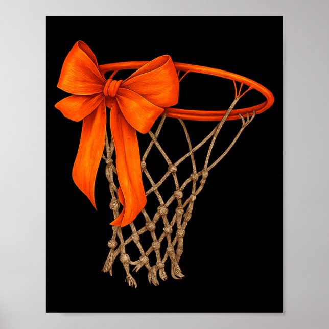Póster Basketball Hoop With Bow Cute Basketball Aesthetic (Frente)