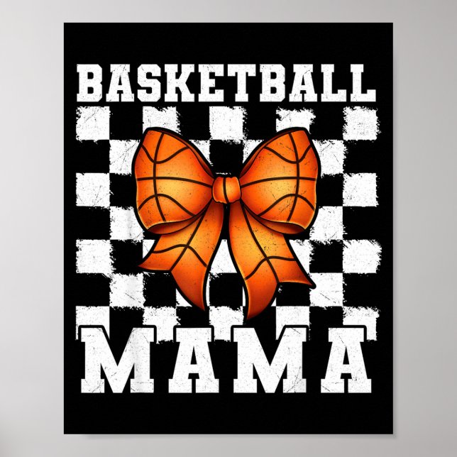 Póster Basketball Mama Coquette Bow Game Day Funny Srts L (Frente)