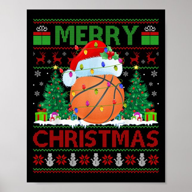 Póster Basketball Ugly Christmas Sweater Srts Player Ligh (Frente)
