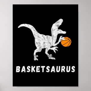 Póster Básquetbol de dinosaurio Baller T-rex Dino Jugando