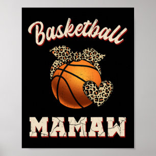 Póster Básquetbol Mamaw Bandana Leopard Heart Fans Madre