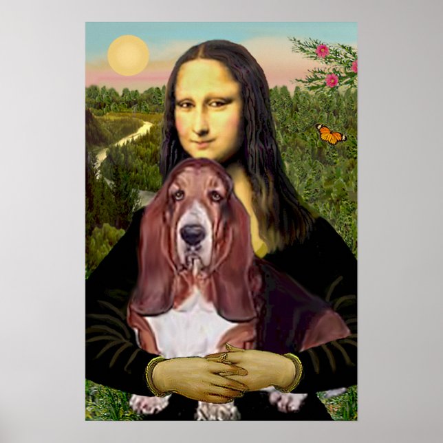 Póster Basset 1 - Mona Lisa (Frente)