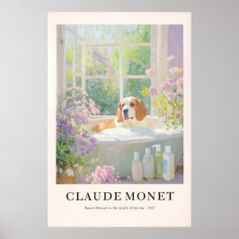 Póster Basset Hound in Bathtub Poster Monet Style