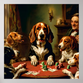 Póster Basset Hound Jugando Retrato de Venecia de Póquer