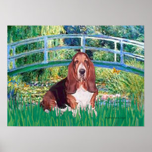 Póster Basset Hound - Puente Lily Pond