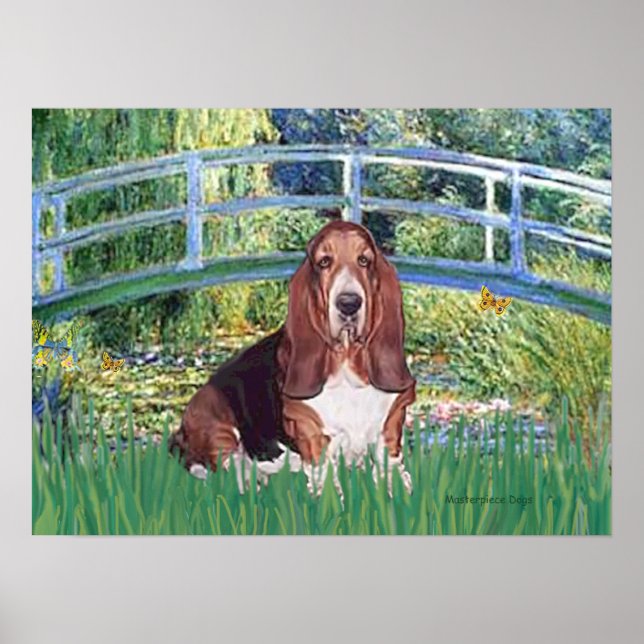 Póster Basset Hound - Puente Lily Pond (Frente)