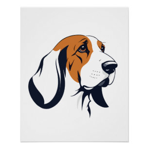 Póster Basset Hound Vector Art Animal Ciudad urbana moder