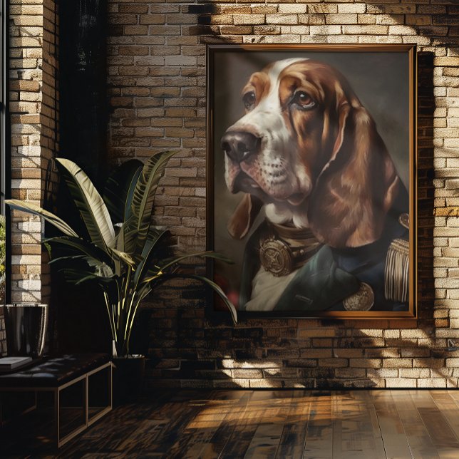 Póster Basset Hound vestido con traje de napoleón (Subido por el creador)
