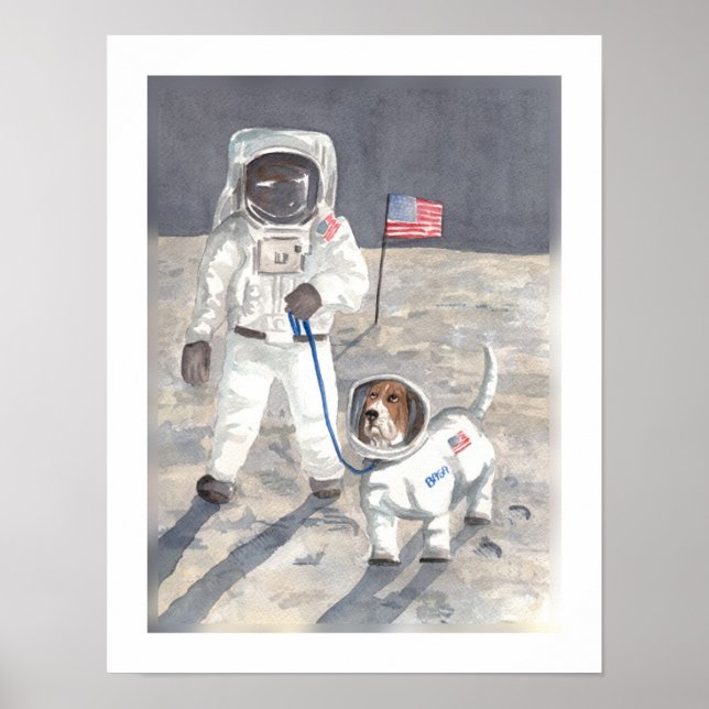 Póster Basset Moon Walk (Frente)