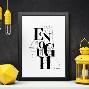 Póster BASTA de tipografía gráfica blanca negra moderna